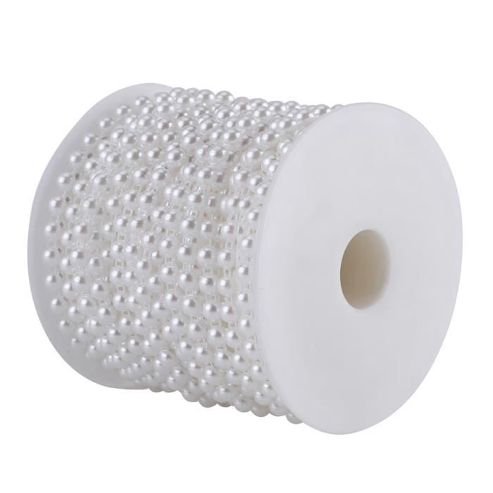 Guirlande De Perles Blanches En Rouleau - 5 Mm X 40 M - Pour DIY, Mariage, Décoration De Fête Et Accessoires Cheveux - 11