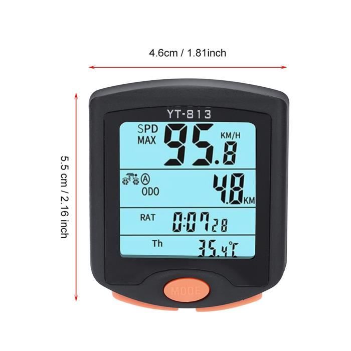 MAOZHBO Compteur Vélo sans Fil,IP54 Étanche Compteur Kilométrique Vélo avec Écran LCD Multifonction Rétroéclairé,Démarrage/Arrêt Automatique,Kilométrique de Vitesse et Odomètre de Route