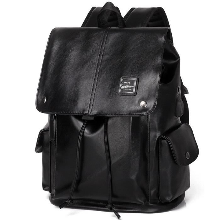 Sac à dos en cuir avec cordon de serrage - France