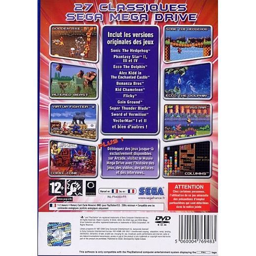 Jeu PS2 : Sega Mega Drive Collection – Version Française Avec Notice – Envoi Suivi