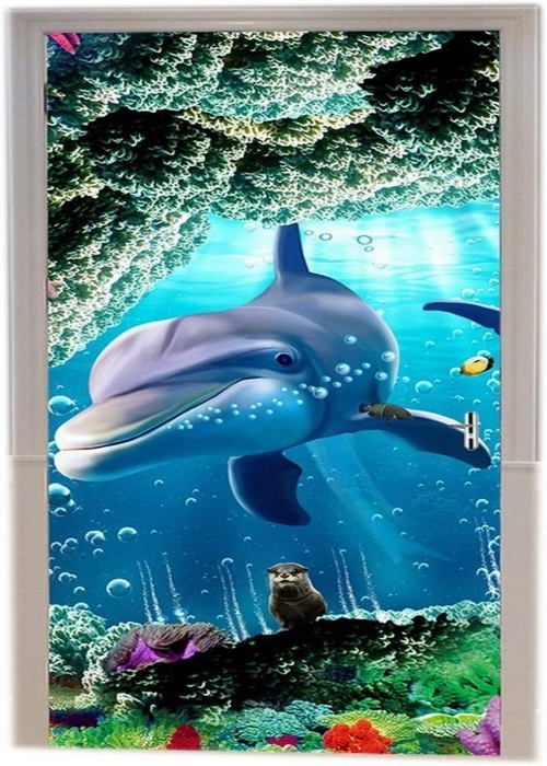 Papier Peint Adhésif 3D Pour Porte - Motif Religieux Gris, PVC étanche, Facile à Poser (77x200 Cm)