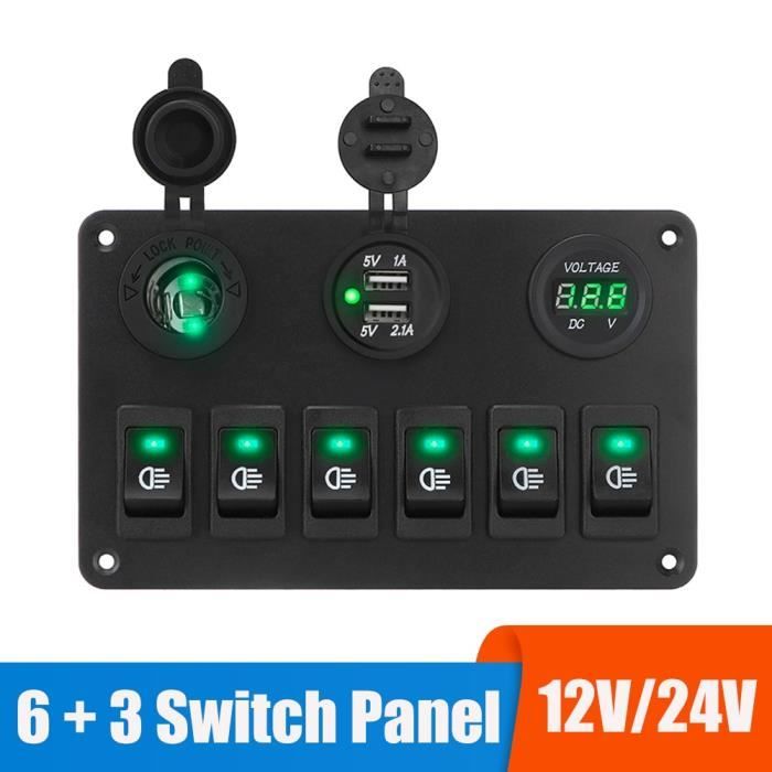 EBTOOLS Panneau de commutateurs de voiture 12-24V 5 Gangs Panneau de Commutateur à Bascule Rond LED Bleu pour RV Bateau Yacht - Auto EBTOOLS Panneau de commutateurs de voiture 12-24V 5 Gangs Panneau de Commutateur à Bascule Rond LED Bleu pour RV Bateau Yacht - Auto