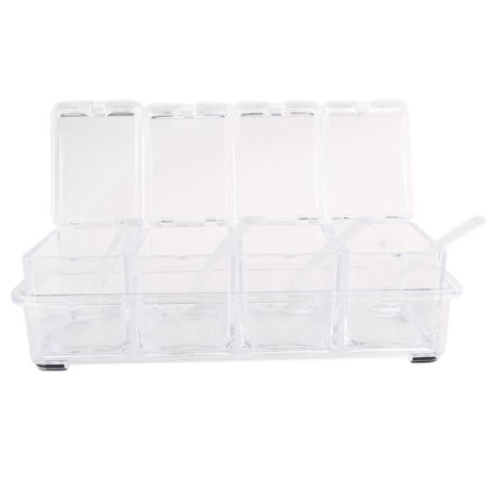 Condiment Caddy 6 Compartiments Avec Couvercle - Organisateur Bar Et Cuisine