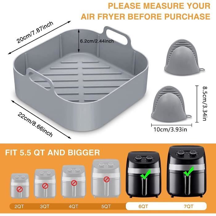 Silicone Moule Air Fryer Accessoires, 20CM Réutilisable Friteuse