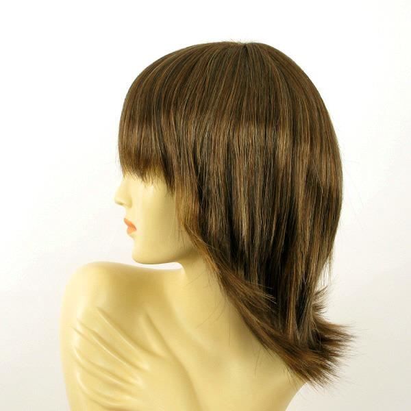 Perruque Femme Mi-longue Couleur Chocolat Méché Cuivré - Modèle VICTOIRE 627C, Synthétique, Neuve Avec étiquettes