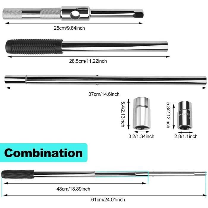 Kit Clé Croix Roue Voiture - Démontage Facile Roues, Camions, Camping-Cars - Acier Chrome Vanadium