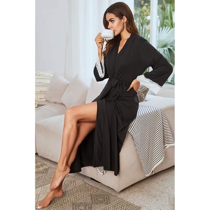 Peignoir femme long coton best sale