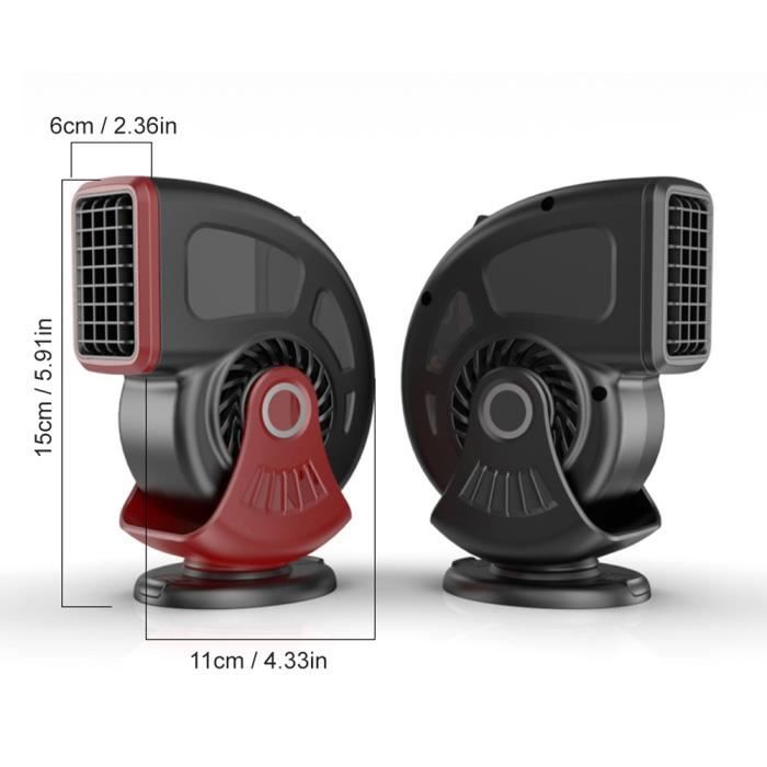 Chauffage Soufflant Voiture 2-en-1 120W 12V - Dégivreur Pare-Brise, Ventilateur Été/Hiver, Rotation 360° + Support Ventouse