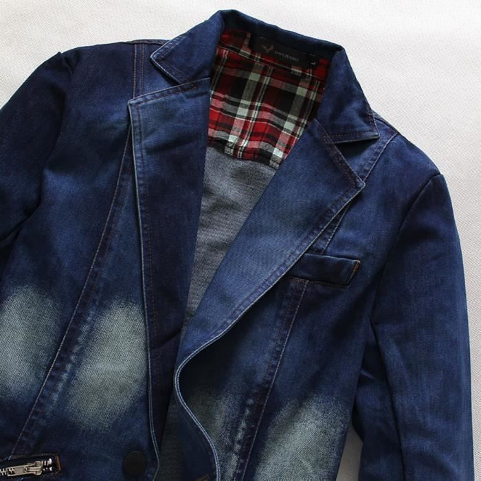 Veste en Jean de costume Homme Veste col tailleur costume en