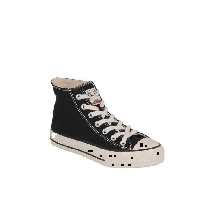 Basket Montante VICTORIA Noir Femme Textile Lacets Plats