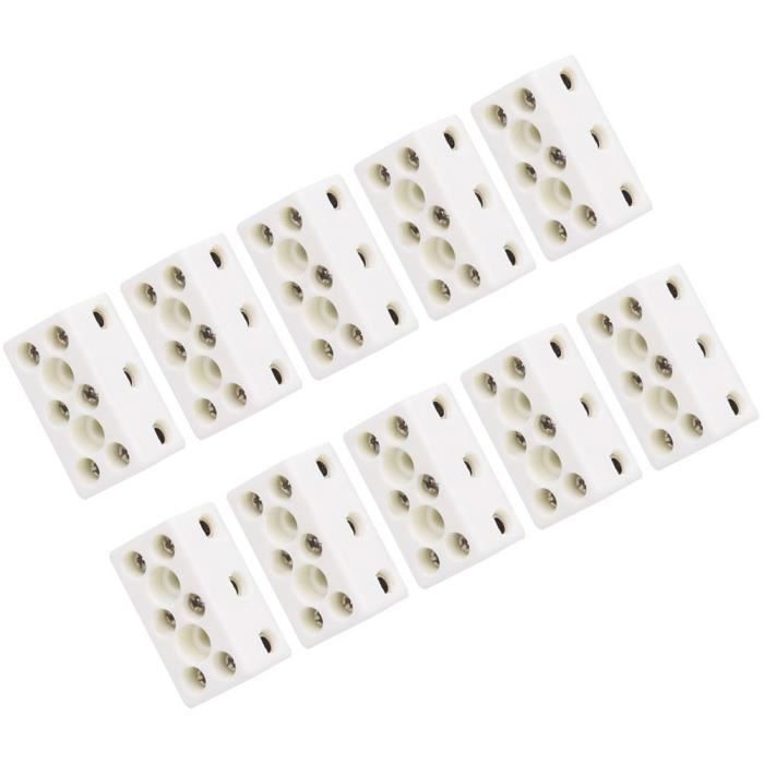 Lot De 10 Borniers En Céramique à 3 Voies Pour Câble électrique