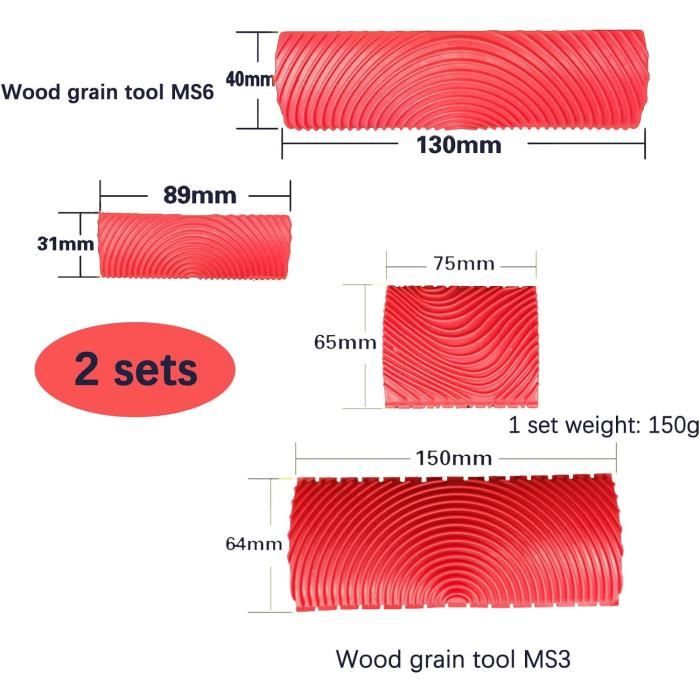 Kit 4 Outils à Grain De Bois En Caoutchouc - Pour Peinture Effet Bois Sur Murs Et Meubles