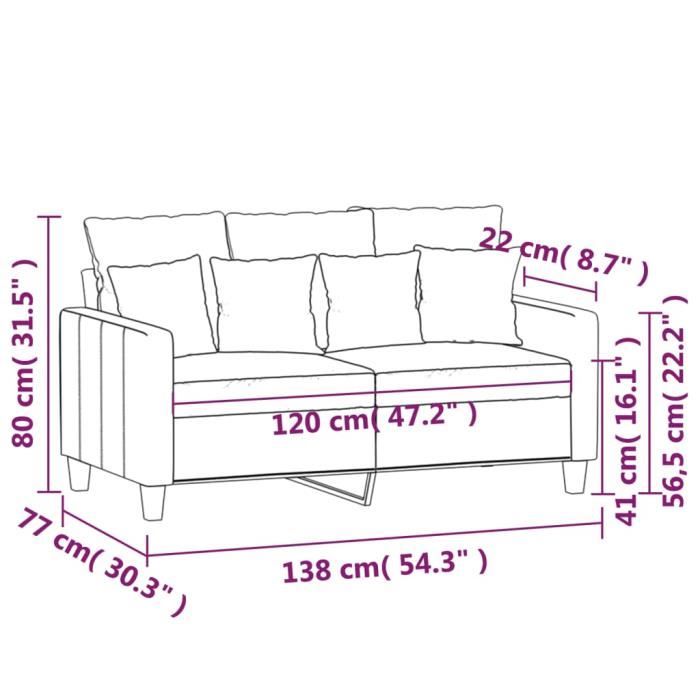 YOSOO Canapé à 2 places Noir 120 cm Tissu 117221 - Cdiscount Maison