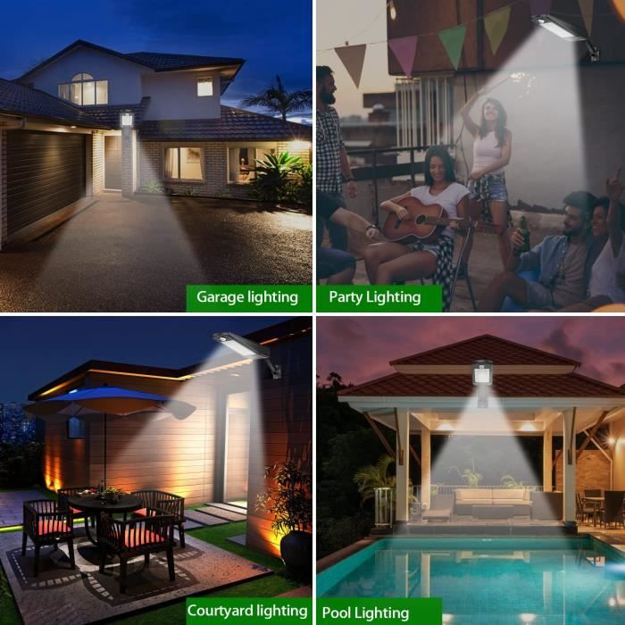 Projecteur Solaire Extérieur 600W Avec Détecteur Mouvement - IP66, Télécommande - 2 Pièces Pour Jardin, Allée