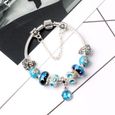 18CM Bleu Charms Bracelet Pandora style bijoux Femme CZ Trèfle Charms Femme-2