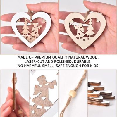 Lot De 24 Pendentifs Noël En Bois - 12 Modèles Différents (Père Noël) - Décoration Sapin, étiquettes Cadeaux - 6