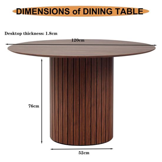 Table A Manger 6 Personnes Ronde Bois Marron - Table Salle à Manger Pas