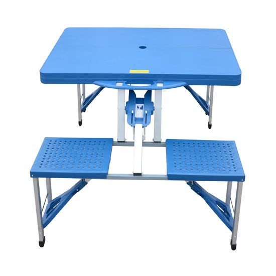 Table de pique-nique pliante par Outsunny rectangulaire en plastique bleu  de 33,25 po 01-0009