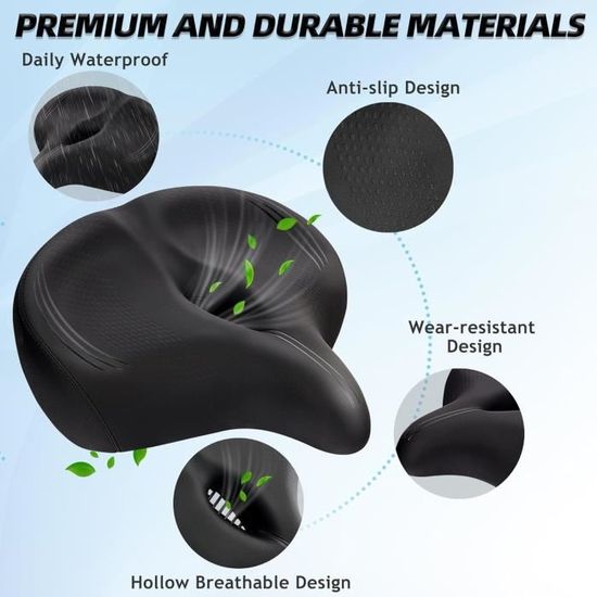 Selle De Vélo Extra Confort - Large, Suspension, Pour VTT, Ville Ou Vélo Stationnaire