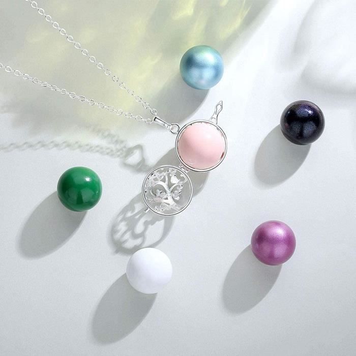 Collier Bola De Grossesse Arbre De Vie Celtique - Pendentif Musique Carillon Harmonie, Chaîne 76cm + 114cm