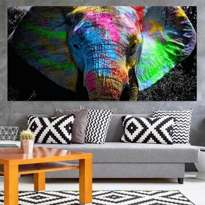 TD® Cadre salon mur Art photos HD imprimé 5 pièces-pcs forêt éléphant  Animal moderne peinture sur toile décor maison affiche~11240 - Cdiscount  Maison
