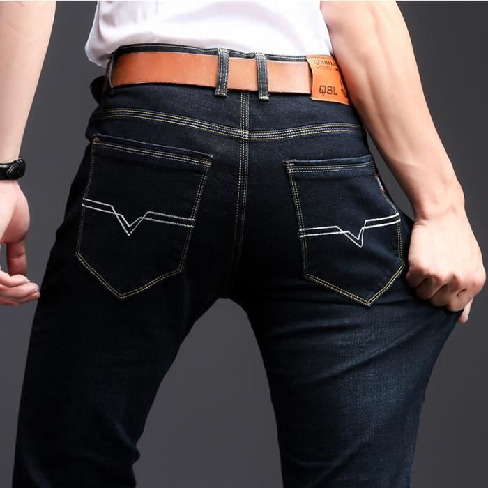 Jeans Homme 100 coton Droit Homme slim noir en habille Bleu 50