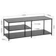 Table Basse Rectangulaire en Verre Noir Trempé au Design Moderne - avec Support de Rangement - 110*40*42cm-3