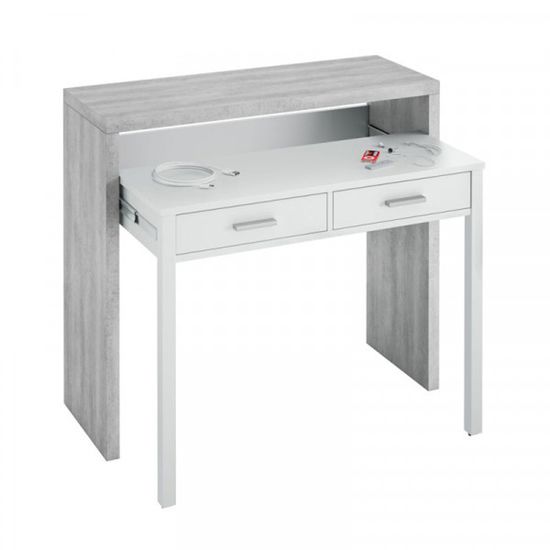 Console Bureau Extensible Blanc Beton Clair Nial Gris Bois Console Achat Vente Console Extensible Console Bureau Extensible Soldes Sur Cdiscount Des Le 20 Janvier Cdiscount