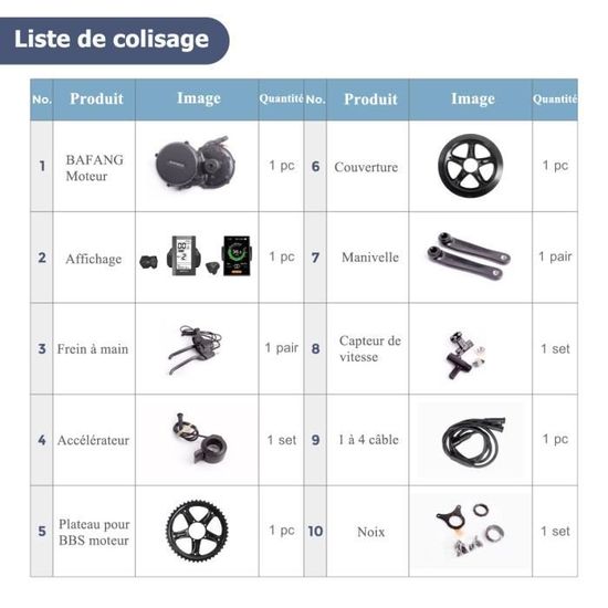 BAFANG BBS02B 750W moteur Pédalier vélo électrique centrale Conversion kit pour VTT Vélo en route avec écran de TFT