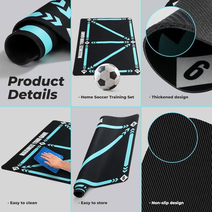 Norvo | Tapis D'entraînement Pro Football | Antidérapant, 2x2m Espace Programme Video Pour Amelioration Des Competences Et Entrainement A Domicile Norvo | Tapis D'entraînement Pro Football | Antidérapant, 2x2m Espace Programme Video Pour Amelioration Des Competences Et Entrainement A Domicile