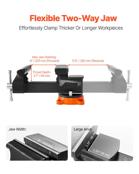 Étau D'Établi Navaris En Fonte 125 Mm - Base Pivotante 360° Avec Enclume - Mâchoires Souples Pour Bois