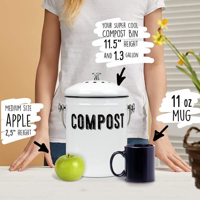 Bac à compost de cuisine de 2,4 gallons pour comptoir ou sous