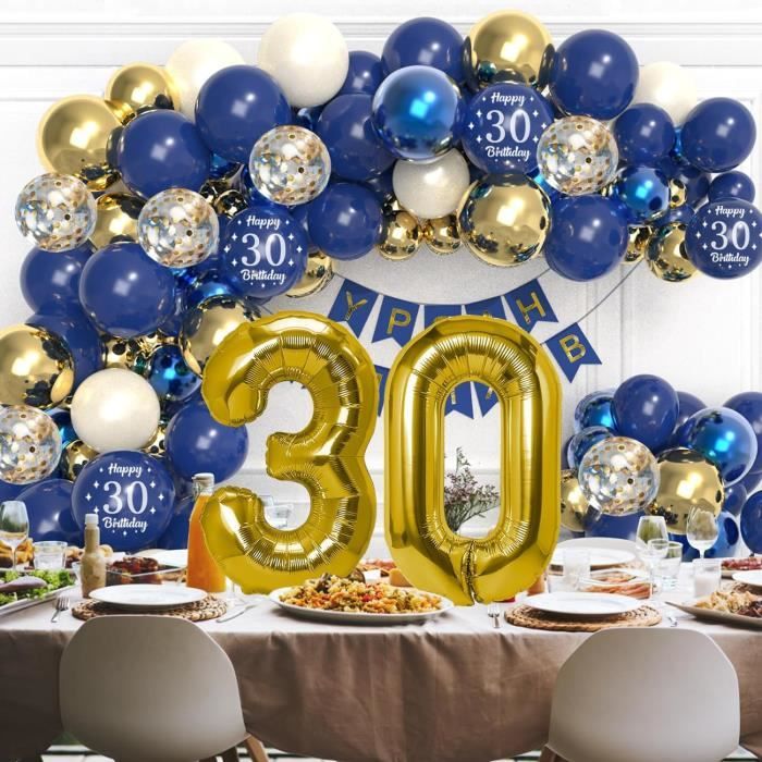 Ballon hélium bleu 30 ans Ø 45 cm - Anniversaire 30 ans