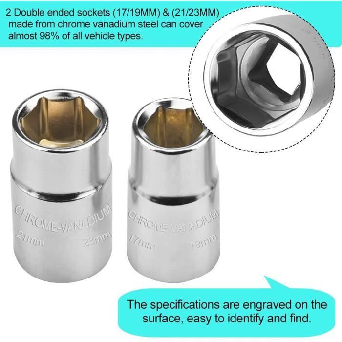 Kit Clé Croix Roue Voiture - Démontage Facile Roues, Camions, Camping-Cars - Acier Chrome Vanadium