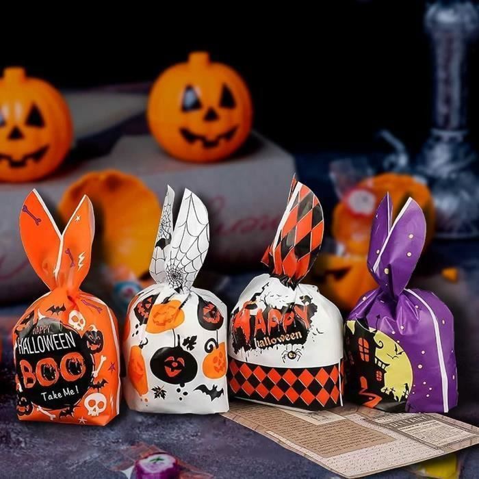 60 Pièces Sacs De Bonbons D'Halloween, Sac De Bonbons En Plastique