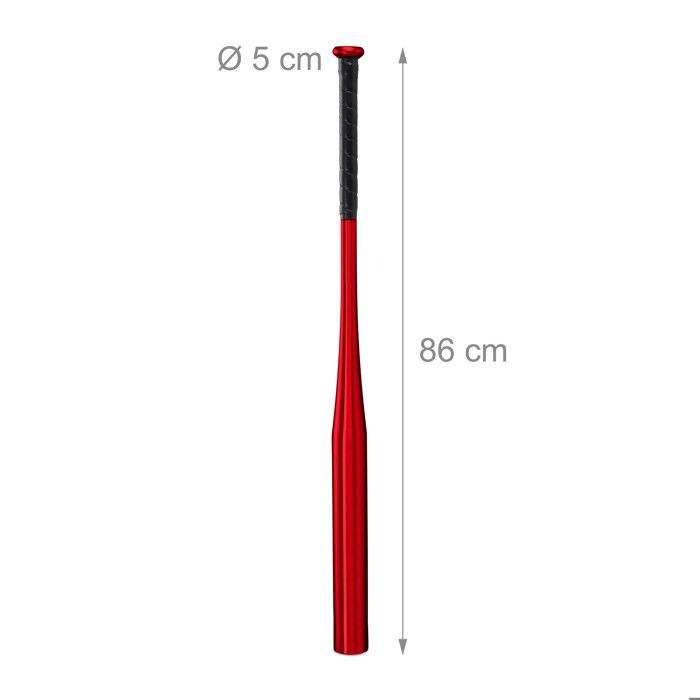 Batte De Baseball Relaxdays En Aluminium 86cm - Manche Antidérapant, Pour Balles Molles