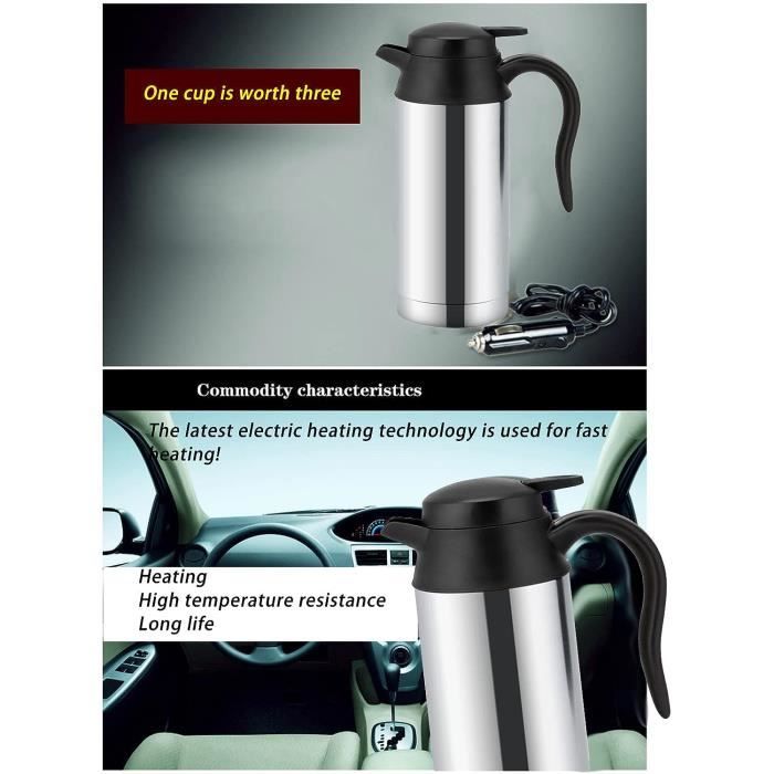 Bouilloire de voiture en acier inoxydable, 750 ml 12 V bouilloire électrique  de voiture en acier inoxydable portable, tasse à café de voiture avec  chargeur allume-cigare : : Cuisine et Maison