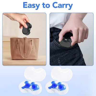 Bouchons D’Oreille Natation Ultra Confortables – Silicone + PP, Imperméables, Réutilisables Avec Boîte – 1 Paire Bleue