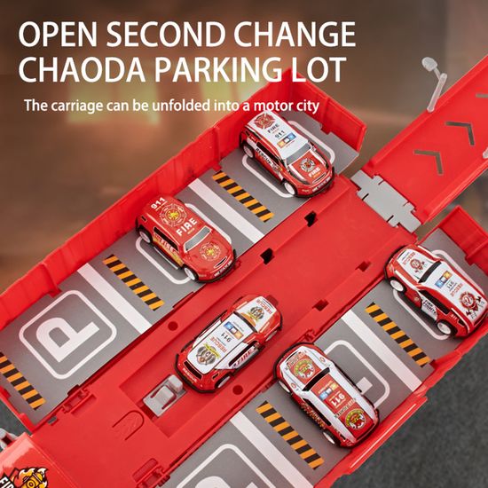 SIXRUN Camion Porte-Voitures Avec 3 Mini-Véhicules – Jouet De Transport Et Secours Pour Enfants De 3 à 6 Ans, Solide Et Sécurisé