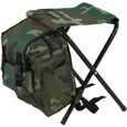 Siège de pêche tabouret avec sac de rangement camouflage pliant siège commode de tabouret de pêche de camping en plein air-FAR-0