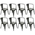 8X Chaise empilable en fer forgé - Noir - Style Industrielle - Haute 72 cm-0