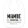 Bavoir bébé imprimé citation naissance humour Mamie définition celle qui va me protéger toute sa vie-0