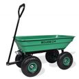 Chariot de jardin porte-outils rabattable avec remorque à pousser en métal inoxydable - brouette de jardin à 4 roues avec charge max-0
