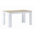 Table de salle à manger et séjour, rectangulaire, chêne clair et blanc, 138x80x75cm jusqu'à 6 convives, RF590-0