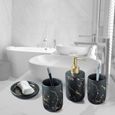 Gobelet salle de bain, Ensemble d'accessoires de salle de bain en céramique, motif marbre Accessoire set salle de bain - 4 pcs-0