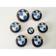 KIT 7 Badge LOGO Embleme BMW Carbone Bleu Gris Capot 82mm + Coffre 74mm +Volant 45mm + 4 centres de roue 68mm-0