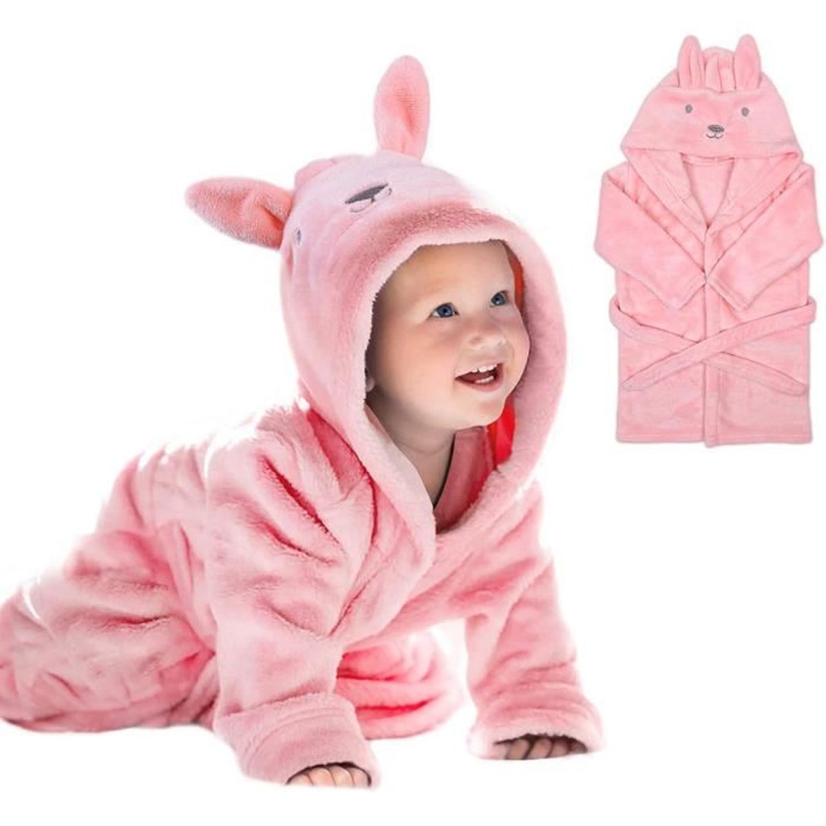 Peignoir De Bain Enfant URAQT En Peluche - Capuche Animale, Doux Et Chaud - 0-3 Ans - Idéal Après Le Bain