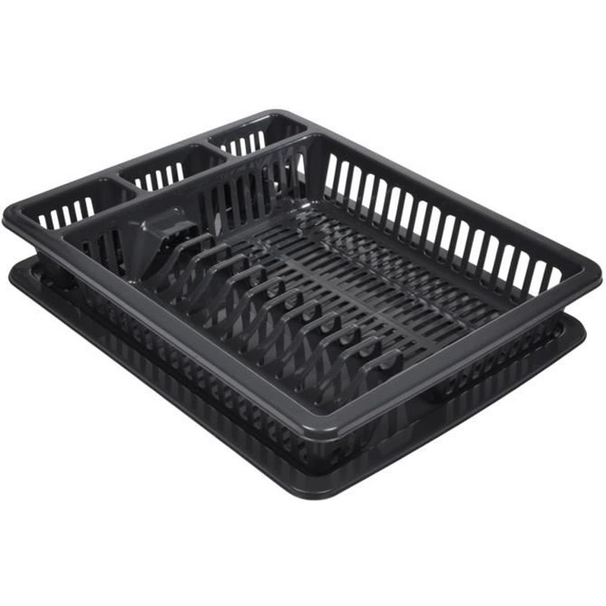 Égouttoir à Vaisselle Sur évier K AKTUAL - Plateau Anti-goutte, Support Amovible, Brosse Incluse - 43 X 29 X 12,5 Cm - Noir Ou Blanc
