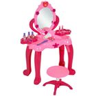 Coiffeuse pour enfants de 3 à 6 ans AIYAPLAY tabouret miroir 15 PCS, table de maquillage avec lumière, musique, sèche-cheveux, rose