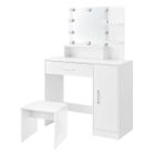 ML-DESIGN Meuble de maquillage coiffeuse avec miroir tiroir et guirlande LED blanc en MDF